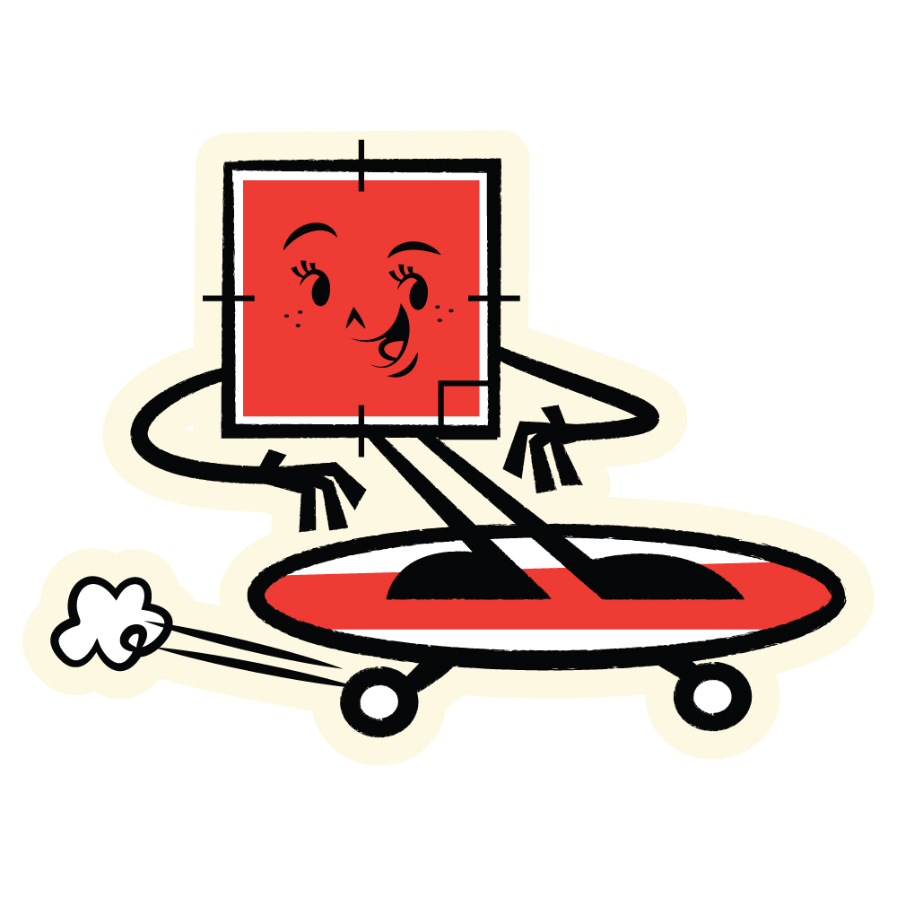 Square on Skateboard Temporary Tattoo