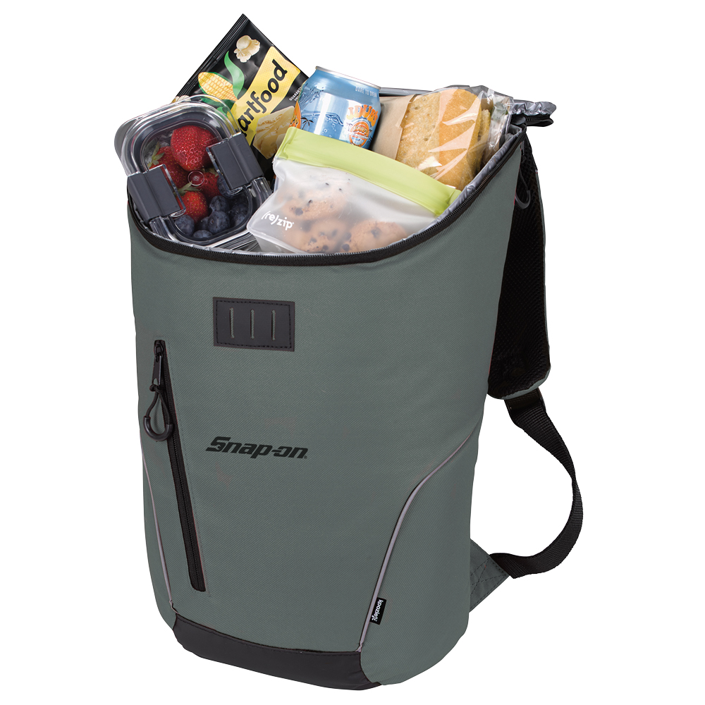Koozie® Grey Cooler Backpack: Snap-on Consumer