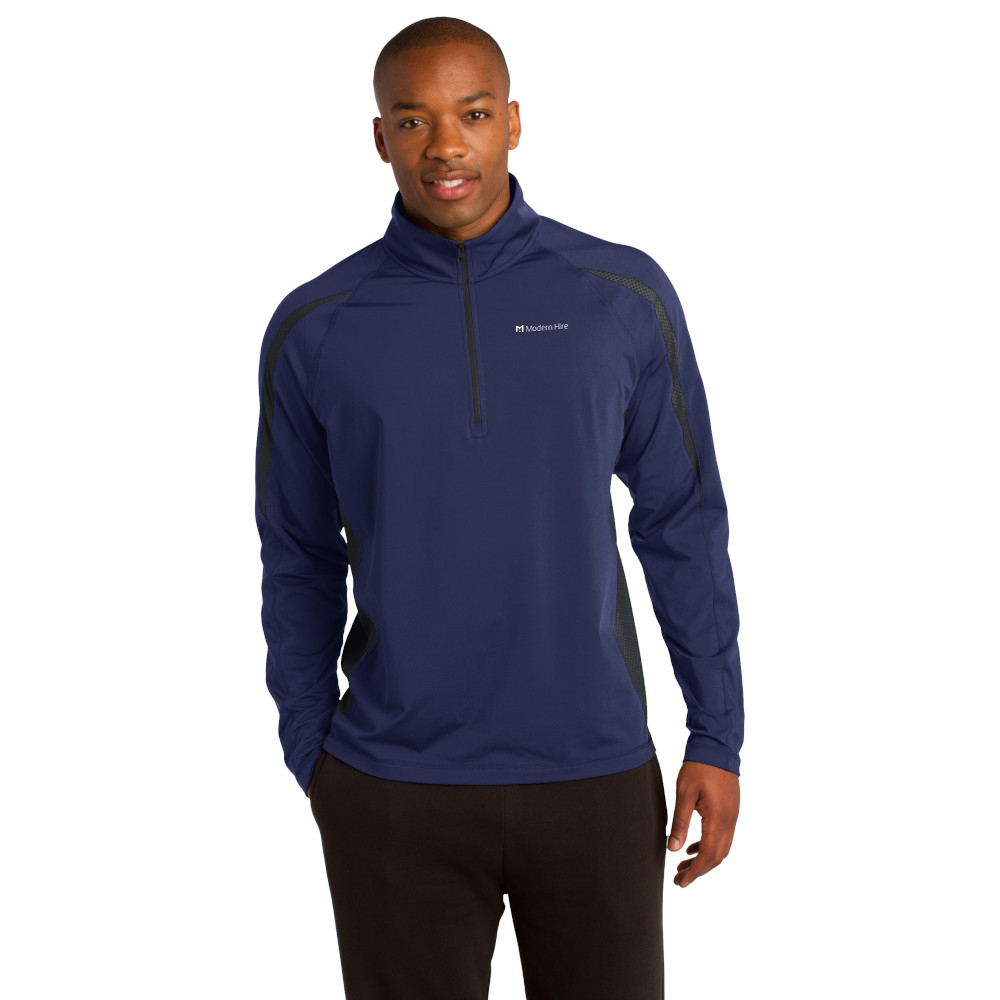 Men's Sport-Tek Sport-Wick Stretch 1/2-Zip Pullover (Blue) - Promo Designs